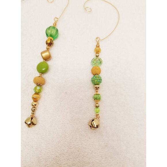 Lime green and gold Christmas icicle ornaments c19* - Picture 4 of 9